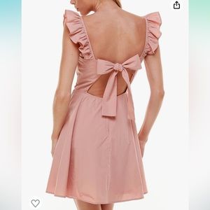 TRIXXI Blush Pink Ruffle Mini Dress w/Back Cutout & Bow Tie